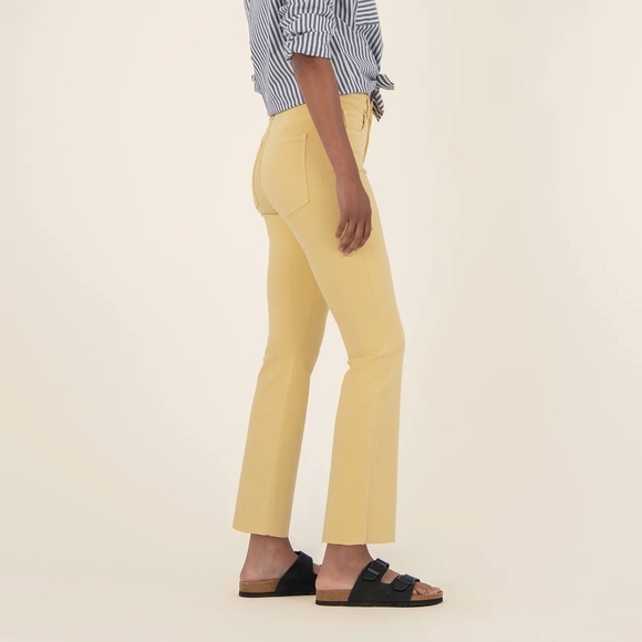 KUT From The KLOTH Jeans Kelsey Ankle Flare Distressed Yellow Denim Plus Size 14 - Picture 3 of 7